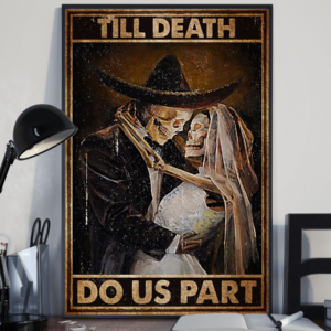 Skeleton Couple Poster Canvas Till Death Do Us Part Vintage Wall Art Gifts