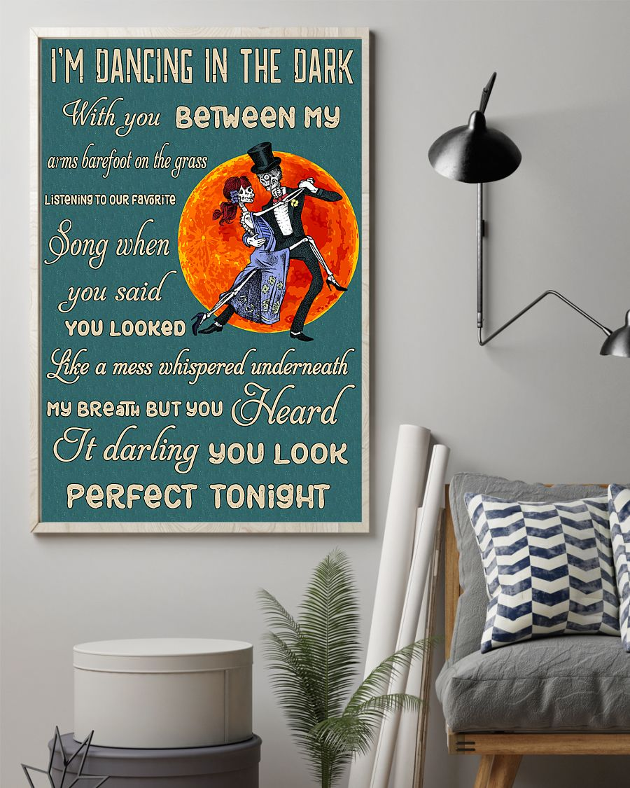 Dancing Skeleton Couple Poster Canvas I'm Dancing In The Dark Vintage Wall Art Gifts