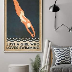 Swimmer Just A Girl Who Loves Swimming Poster Canvas Vintage Wall Art Gifts
