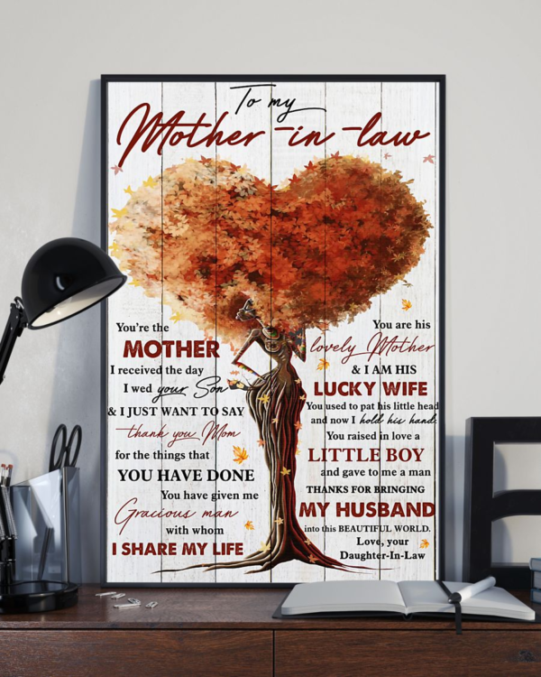 Personalized Gift To My Mother-in-law Poster Canvas Thanks For Bringing My Husband Into This World Wall Art
