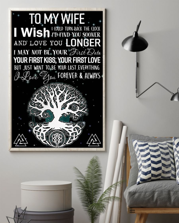 Personalized Gift Viking Tree Of Life To My Wife Poster Canvas I Wish I Could Turn Back Vintage Wall Art Gifts