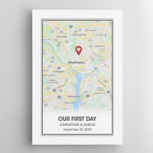 Custom Map Print And Text, Anniversary Gift Poster Canvas