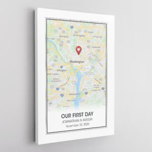 Custom Map Print And Text, Anniversary Gift Poster Canvas