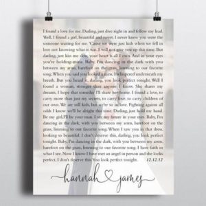 PERSONALIZED Poster Canvas - FADED WEDDING PHOTO WITH SONG LYRICS - WEDDING VOWS PRINT OR Poster Canvas - FIRST DANCE WEDDING MEMENTO - ANNIVERSARY GIFT FOR HER-GIFT FOR COUPLE