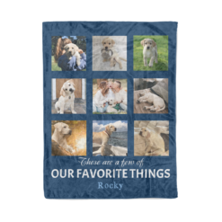 Our favorite things personalized dog/ family photo - Fleece Blanket , family gift.  mom,  dad,  grandparents,  dog lover