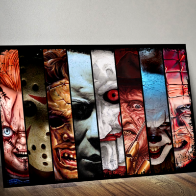 Halloween All Horror Faces Poster Canvas CC - Art Hoodie