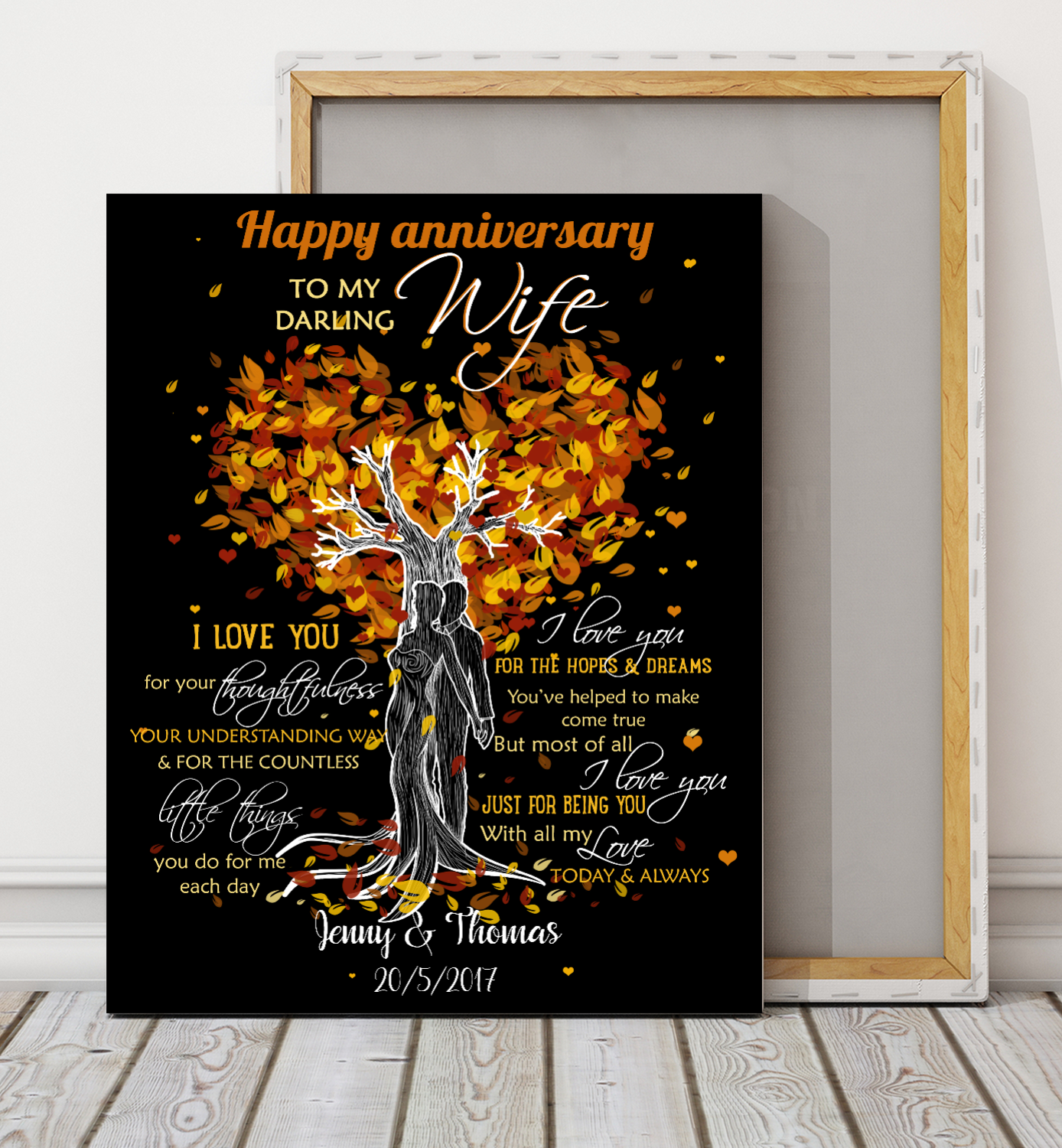 Happy Anniversary My Wife - Unique gifts for best friends friendship couples father mothers day his and hers anniversary gifts birthday present custom canvas