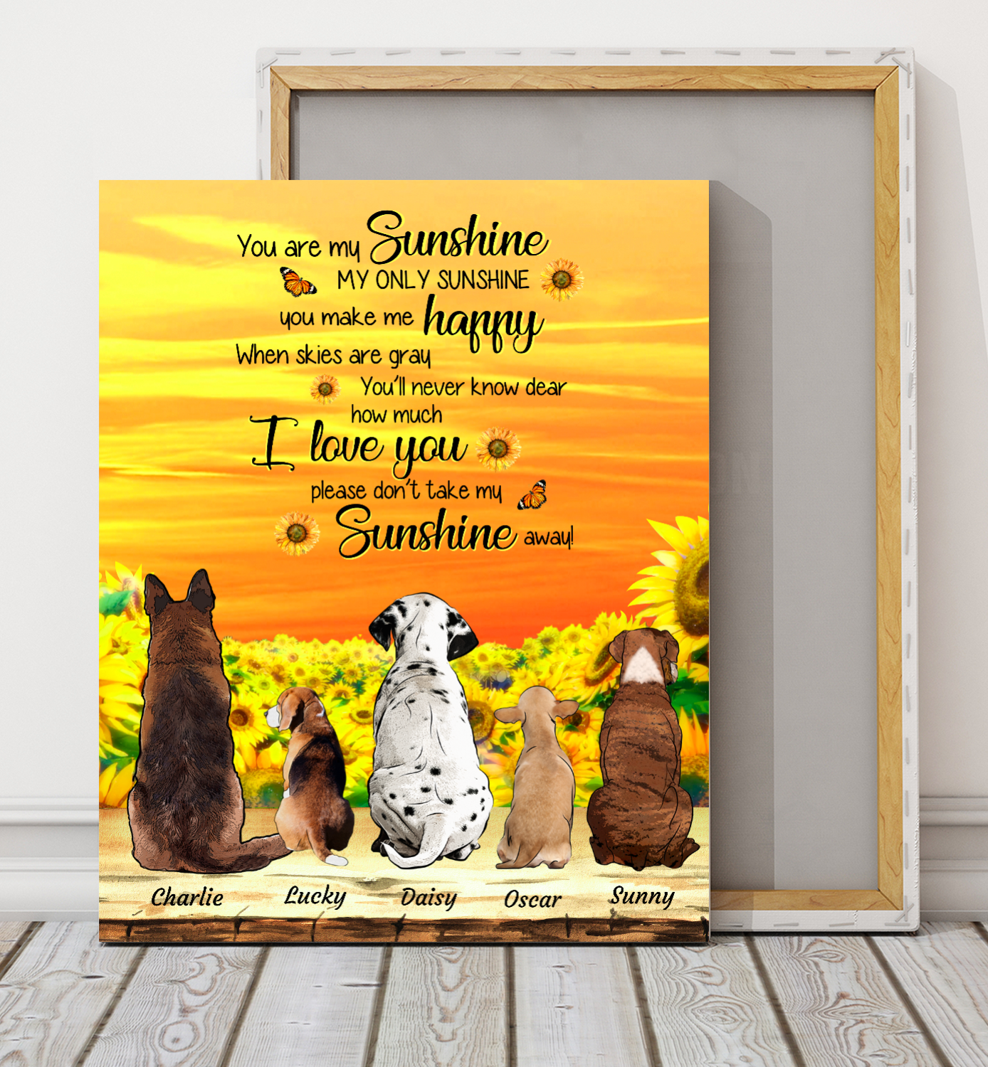 Dogs My Only Sunshine - Father's day Mother's day personalized gifts ideas for mom dad dog owners presents for pet lovers memorial custom gift canvas