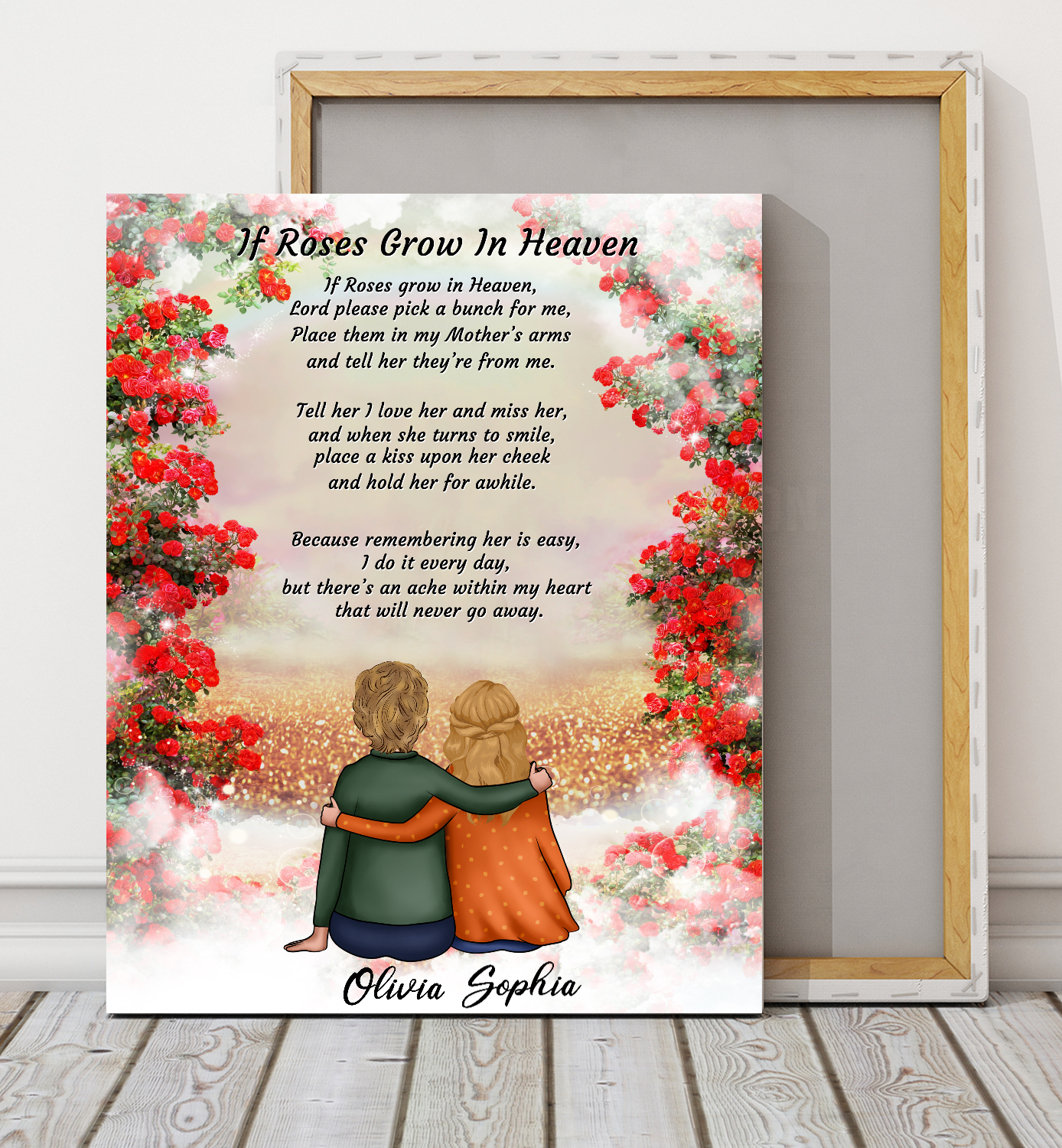 Custom personalized canvas prints wall art Mother's day gifts idea, Christmas, birthday presents for mom from daughter - Rose Grow In Heaven