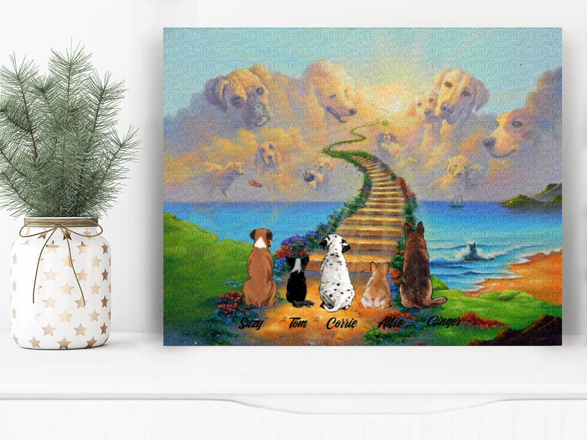 Custom personalized dog memorial canva- All Dogs Go To Heaven