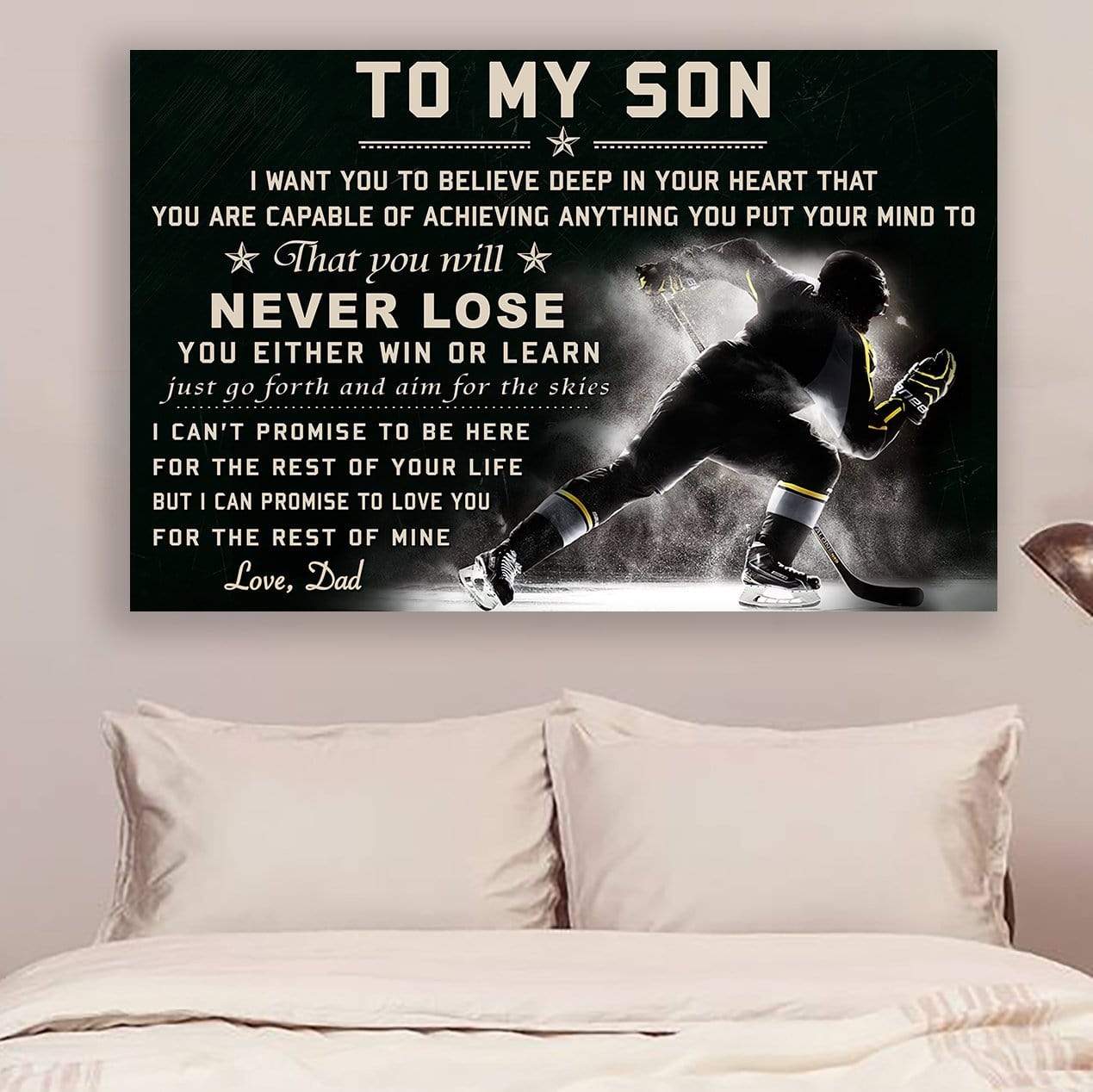 Custom Name You Will Never Lose Black Hockey Canvas Prints Wall Art