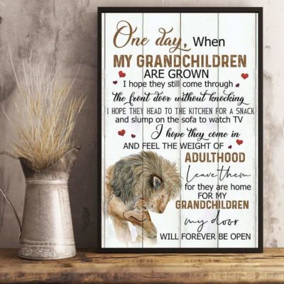 Lion Grandparent love Grandchildren, My door will forever be open Christmas gift family canvas print #V