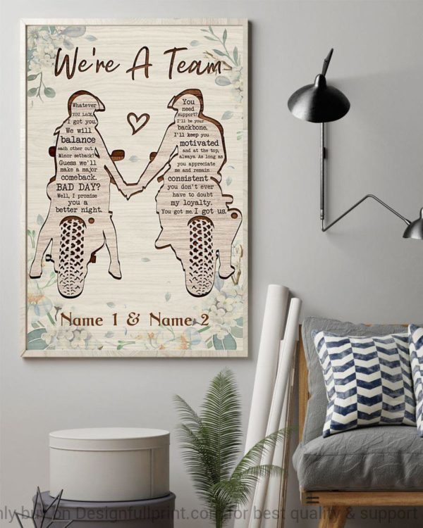 We are a Team Biker Couples Partner For Life Poster Canvas Art and Poster Canvas LN Valentine Gift For Her Valentine Gift For Him