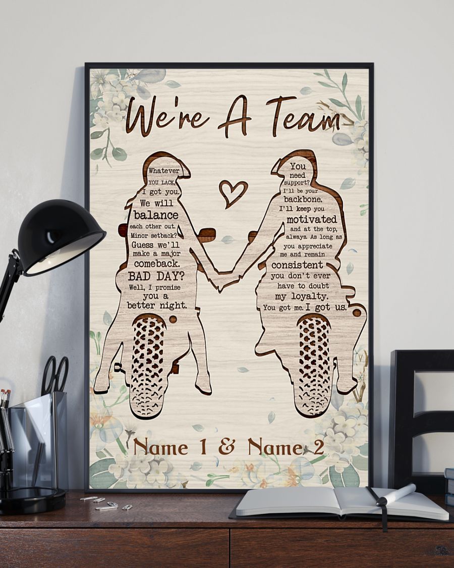 Biker We're A Team personalized valentine - Poster Canvas