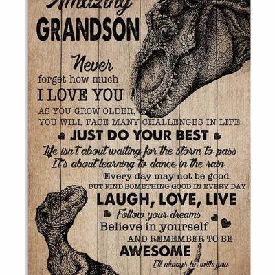 Christmas gift Dinosaurs Grandma dear Dinosaurs grandson, believe in youself custom name canvas print #V