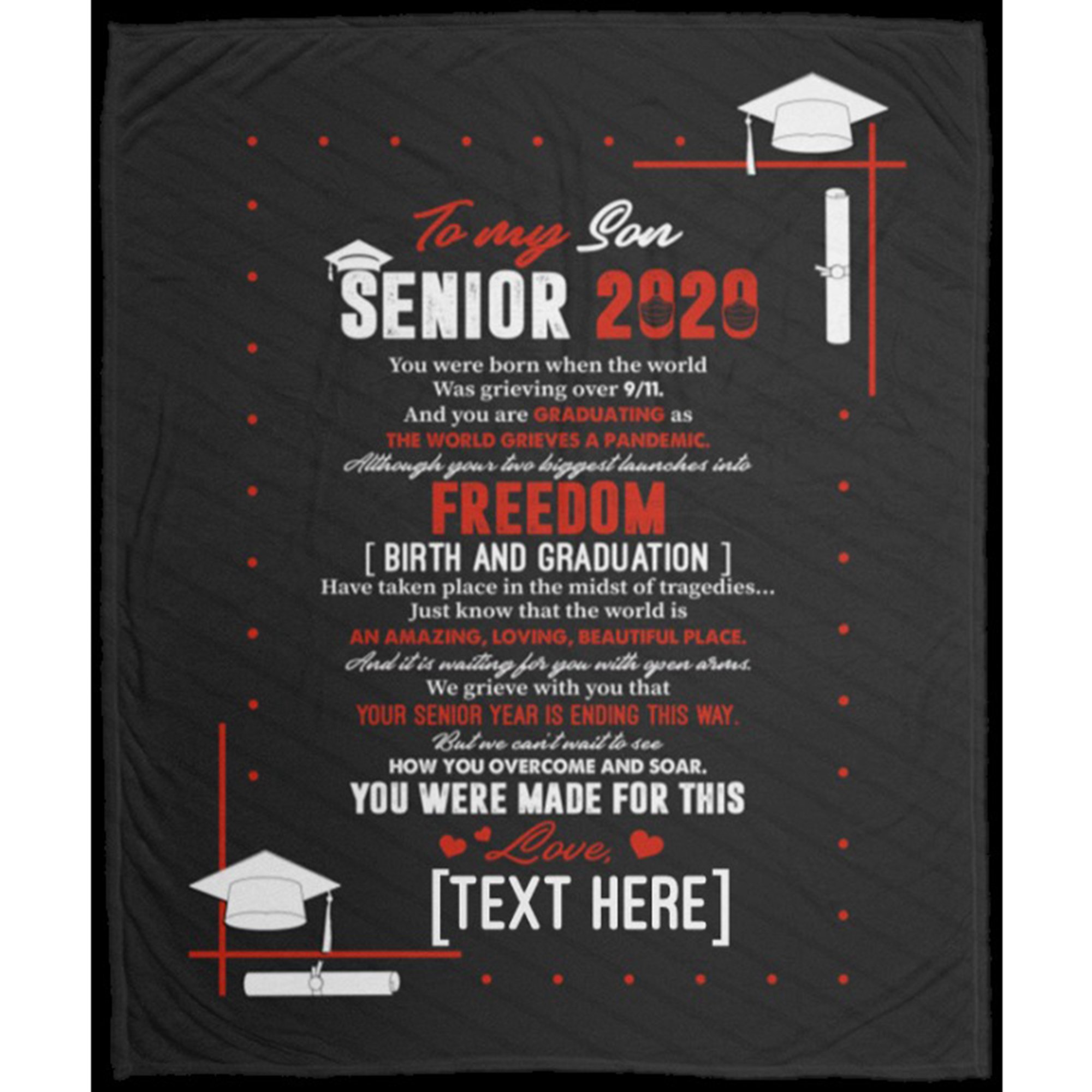 G2 Personalized To My Son Senior 2020 Blanket -  Son From Mom Dad Gsge