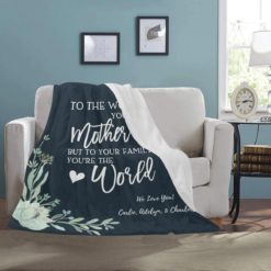Personalized  Mom To The Family You Are World Mom Fleece Blanket