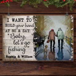 Husband and Wife Old Couple Holding Hands Fishing Custom Poster Canvas Printing HH Valentine Gift For Him Valentine Gift For Her