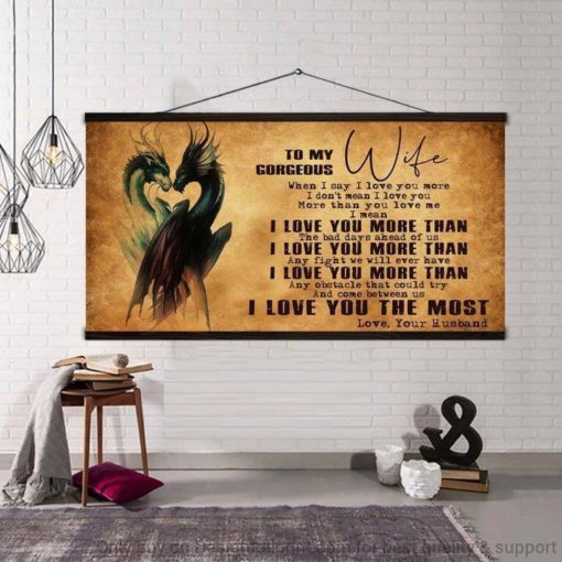 Dragon Couple To My Wife Horizontal Poster Canvas or Wall Art Canvas LN Poster Canvas Valentine Gift For Him Valentine Gift for Wife