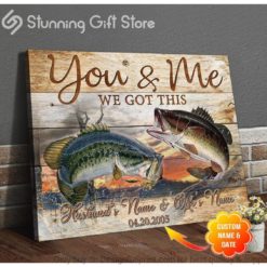 Stunning Gift Bass Fish Custom Name Gift Idea For Fishing Couple Horizontal Poster Canvas or Wall Art Canvas LN Couple Deer Poster Canvas First Valentine Gift For Him Valentine Gift
