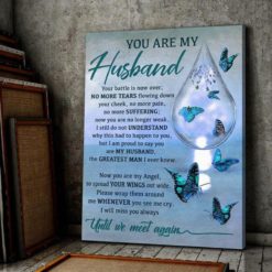 Blue Version Butterflies Teardrop You Are My Husband Canvas Wall Art Poster Canvas Anniversary Birthday Christmas Housewarming Poster Canvas