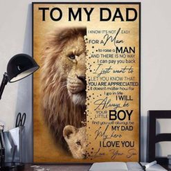 To My Dad Lion Gift For Father From Son Dad Son Connection Poster Canvas PA Valentine's Day Gifts For Daddy From Daughter