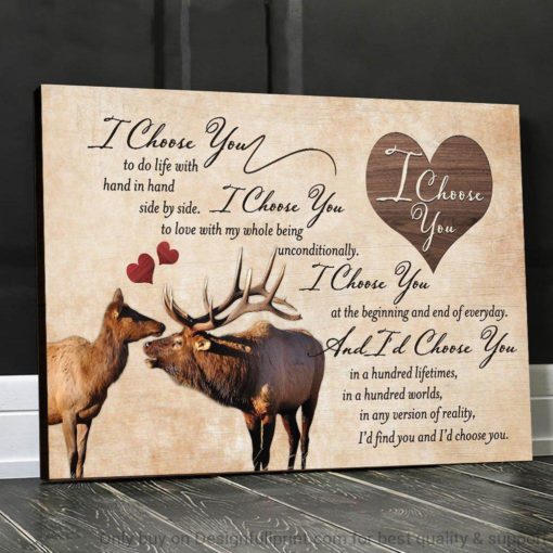 Deer Love I Choose You Horizontal Poster Canvas or Wall Art Canvas LN Couple Deer Poster Canvas First Valentine Gift For Him Valentine Gift