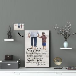 To My Dad Canvas With Personalized Photo Family Wall Art Poster Canvas Print Father Day Birthday Gift Idea From Son Home Room Decor Ready To Hang