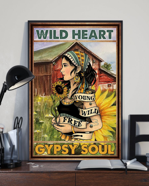 Hippie Girl Sunflower Wild Heart Gypsy Soul Poster Canvas Vintage Poster Canvas Art Hoodie 6645