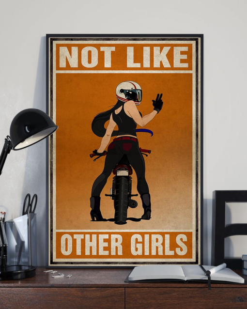 Biker Not Like Other Girl Poster Canvas Vintage Poster Canvas