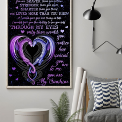 Personalized Gift Dragons To My Wife Poster Canvas You Are Braver Than You Believe Vintage Wall Art Valentine Gifts