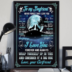 Personalized Gift Wolf To My Boyfriend Poster Canvas Never Forget That I Love You Vintage Poster Canvas