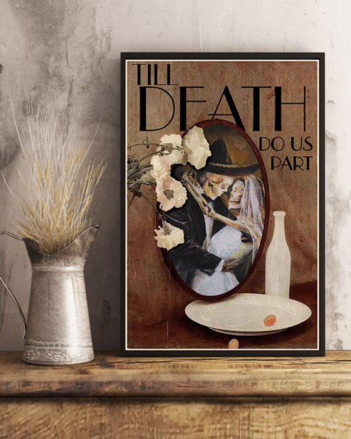 Skeleton Wedding Couple Poster Canvas Till Death Do Us Part Vintage Poster Canvas