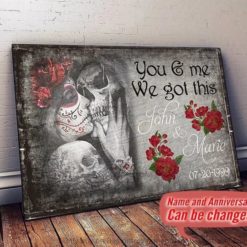Happy Valentines Day Skull Couple Love Customized Poster Canvas or Wall Art Canvas CH