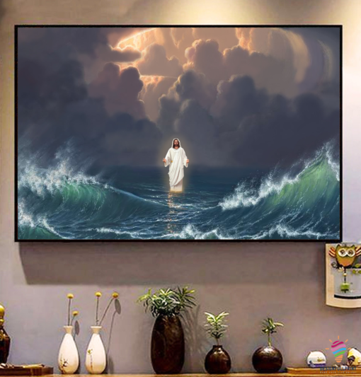 Jesus In The Ocean Canvas CH Hippie Poster Canvas Canvas
