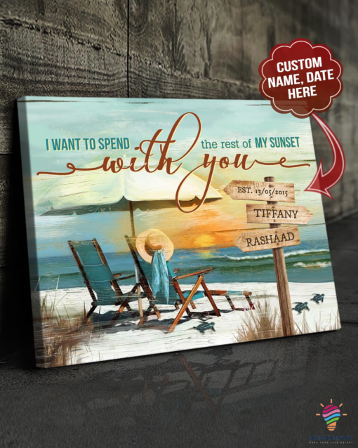 I Want To Spend The Rest Of My Sunset With You Happy Valentines Day Couple Love Customized Poster Canvas or Wall Art Canvas CH Valentine Gift For Him