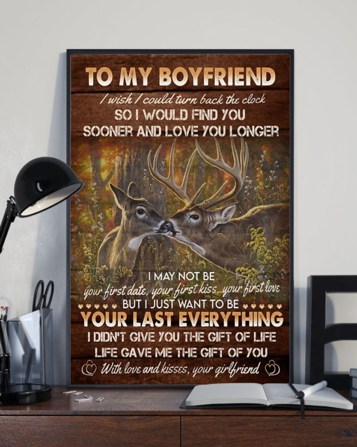 Personalized Gift Deer To My Boyfriend Poster Canvas I Wish I Could Turn Back The Clock Vintage Wall Art