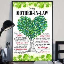 Personalized Gift Four-leaf Clover To My Mother-in-law Poster Canvas Thanks For Bringing My Husband Into This World Wall Art