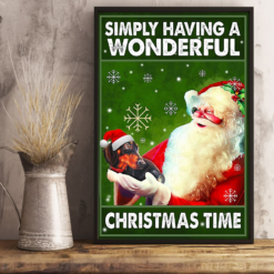 Dachshund Santa Claus Poster Canvas Simply Having A Wonderful Christmas Time Vintage Poster Canvas
