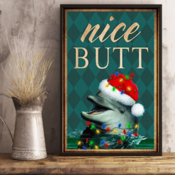 Christmas Dolphin Nice Butt Funny Poster Canvas Dolphins Loves Vintage Poster Canvas