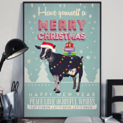 Goat Poster Canvas Have Yourself A Merry Christmas Vintage Poster Canvas