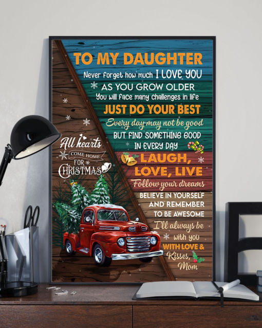 Personalized Gift Mom To Daughter Poster Canvas Never Forget How Much Love You Xmas Vintage Wall Art