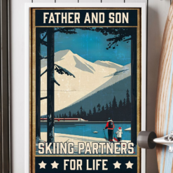 Skiing Father And Son Partners For Life Poster Canvas Vintage Poster Canvas
