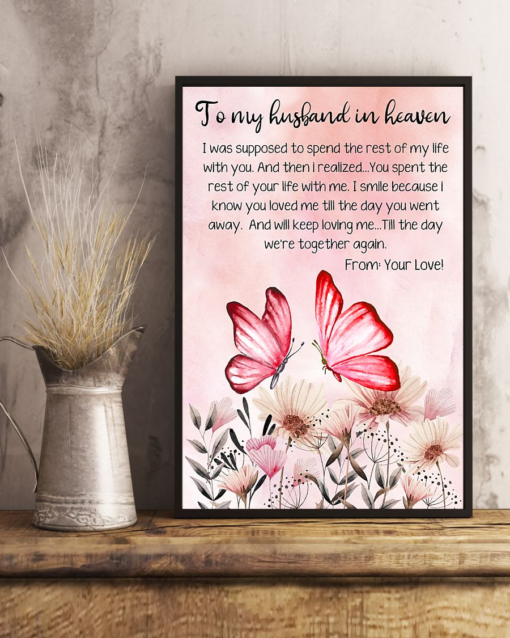 Personalized Gift To My Husband In Heaven Butterfly Poster Canvas Memorial Poster Canvas