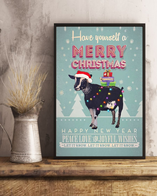 Goat Poster Canvas Have Yourself A Merry Christmas Vintage Poster Canvas