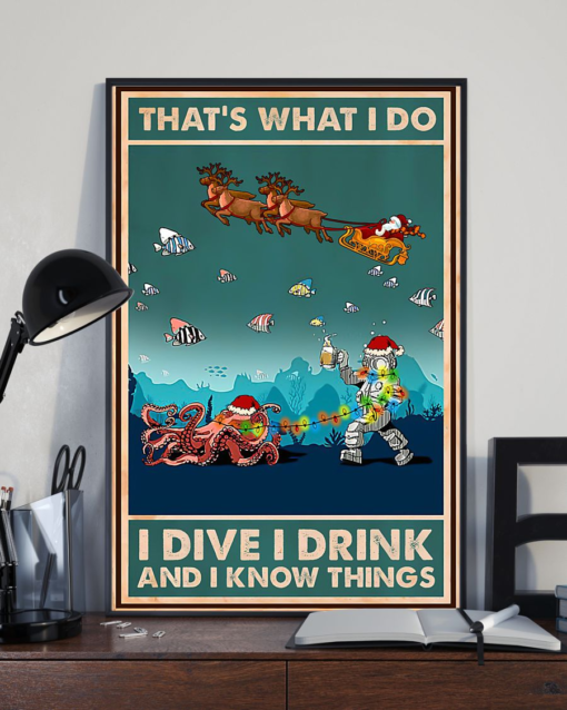 Diving Beer Loves Poster Canvas What I Do I Dive I Drink Noel Christmas Poster Canvas