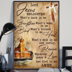 Christian Poster Canvas Lord Jesus Enlighten What's Dark In Me Vintage Poster Canvas