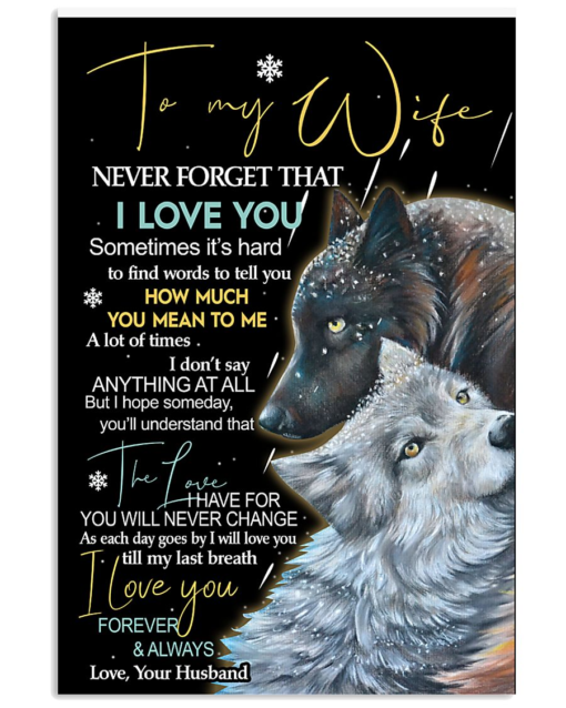 Personalized Gift Wolf To My Wife From Husband Poster Canvas Never Forget That I Love You Vintage Poster Canvas