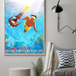 Diving Poster Canvas Husband And Wife Diving Partner For Life Vintage Poster Canvas