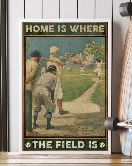 Baseball Poster Canvas Home Is Where The Field Is Vintage Poster Canvas